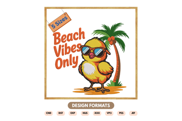 Beach Vibes Only Embroidery Design