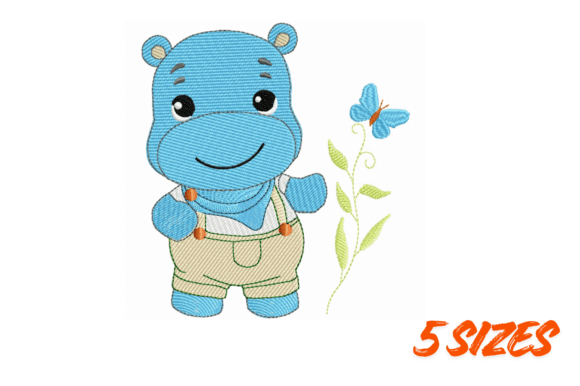 Cute Baby Hippo Embroidery File