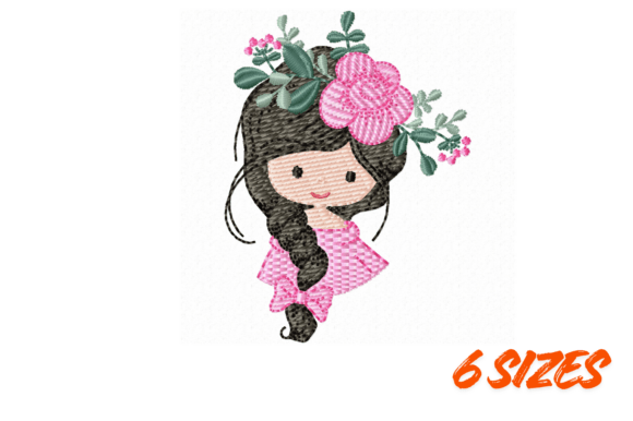 Cute Floral Girl Embroidery Design File