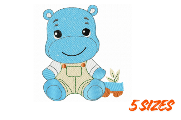 Cute Hippo Baby Embroidery Design File