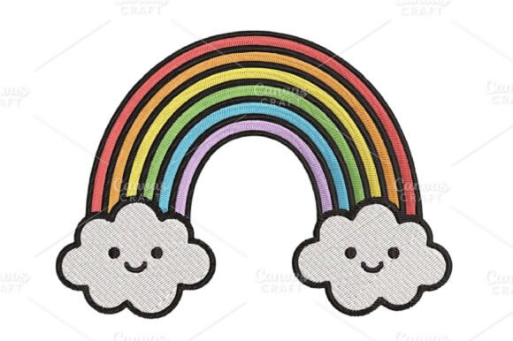 Cute Rainbow Cloud Embroidery Design