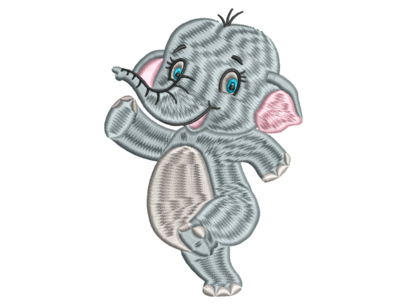 Cute Walking Baby Elephant Embroidery