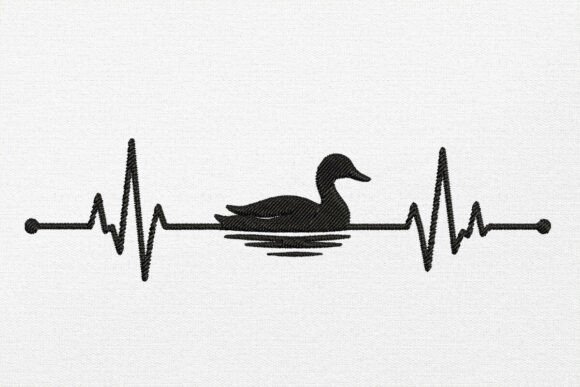 Duck Heartbeat Embroidery Design
