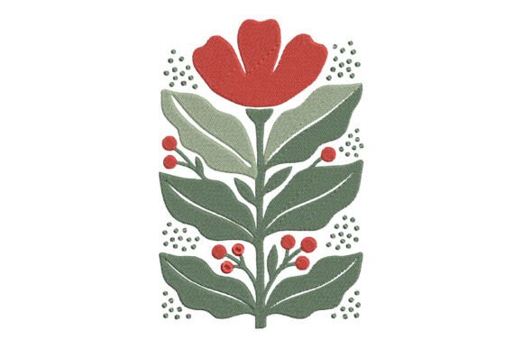 Embroidery Red Flower Design