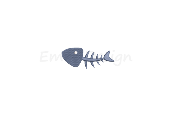 Fish Skeleton Embroidery Design