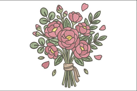 Floral Bouquet Embroidery Design Art