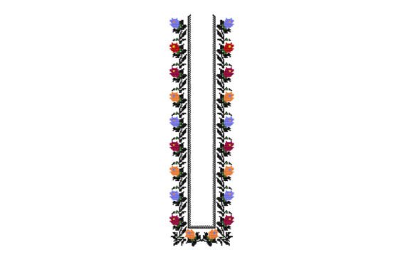 Flowers Neckline Cross Stitch Embroidery