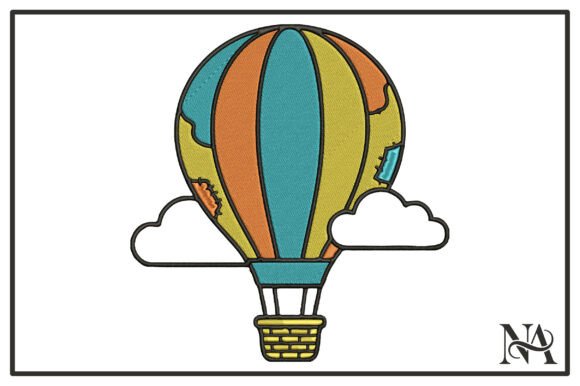 Hot Air Balloon Clouds Embroidery