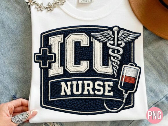 ICU Nurse Medical Embroidery Patch PNG