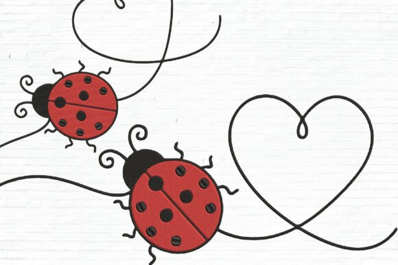 Ladybug Line Embroidery Design