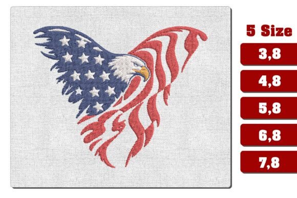 Majestic American Flag Eagle Embroidery