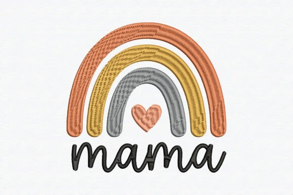 Mama Rainbow Embroidery Design