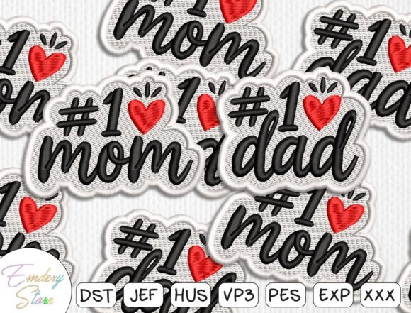 Mom Dad Patches Embroidery Design