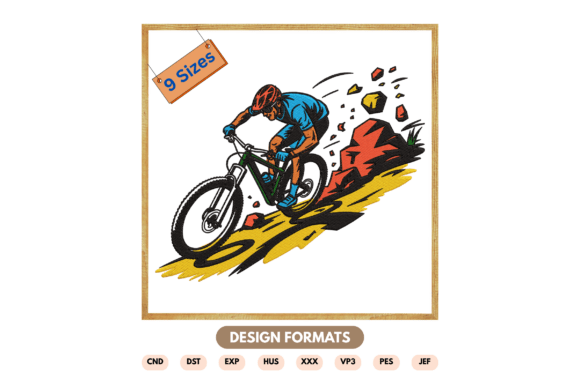 Mountain Biking Embroidery Design