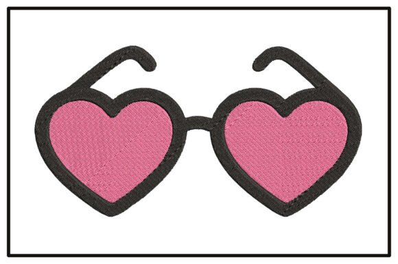 Pink Heart Sunglasses Embroidery Design
