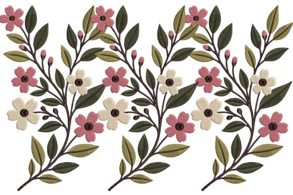 Rustic Floral Vine Embroidery Design