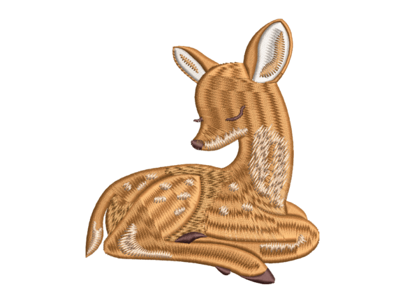 Sleeping Cute Fawn Embroidery