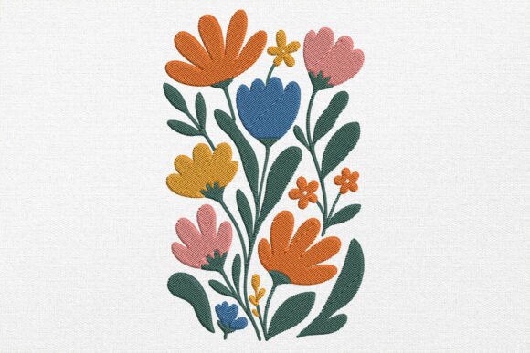 Stylized Flower Embroidery