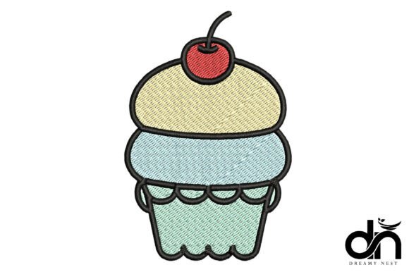 Sweet Pastel Cupcake Embroidery Design