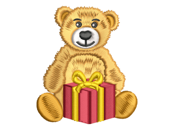 Teddy Bear with Gift Embroidery