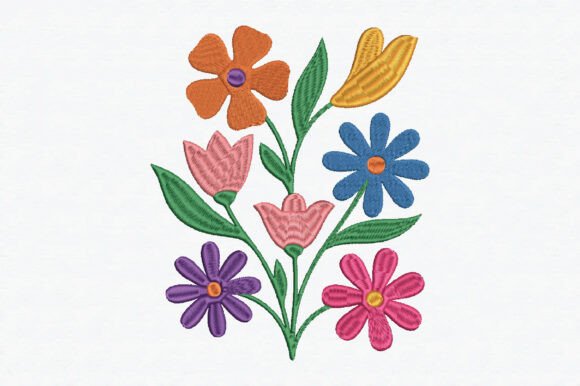 Vibrant Flower Embroidery Design