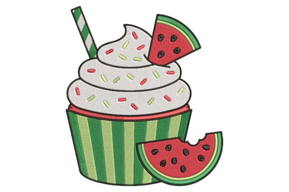 Watermelon Cupcake Embroidery Design